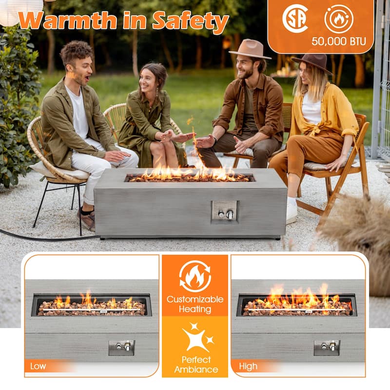 42 Inch 50 000 BTU Outdoor Rectangular Fire Table with Tank Holder - Multi