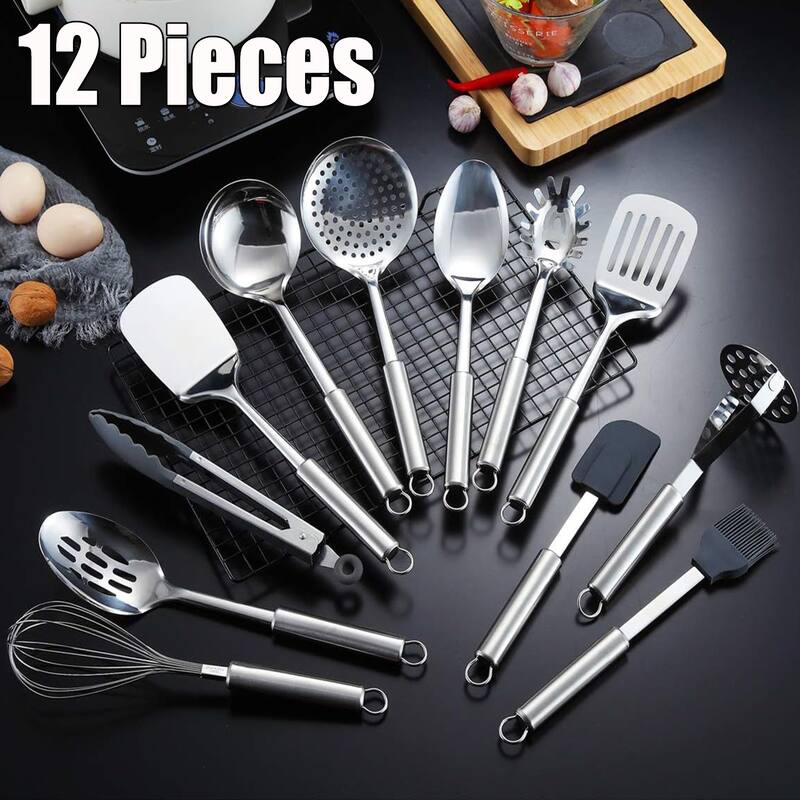 Stainless Steel Kitchen Tool Set - Silver - 12 Pieces