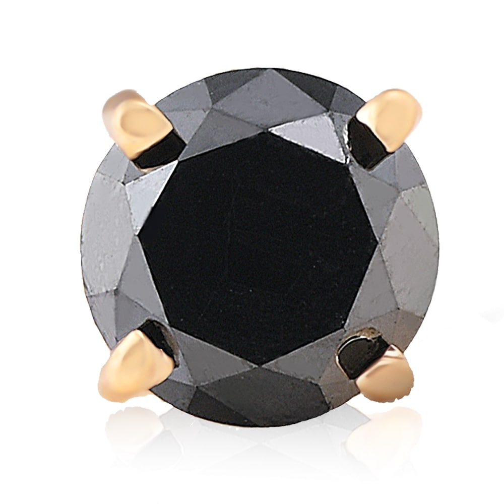 Bliss Diamond 3/4ct Black Diamond Single Stud Earring Yellow Gold