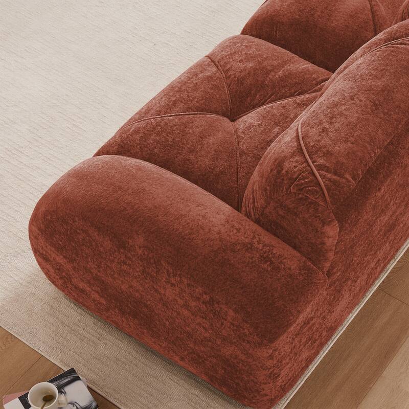 Velvet Tufted Loveseat Sofa Modular Couch, Boneless Deep Seat 2-Seater Couch, Available with/without Ottoman