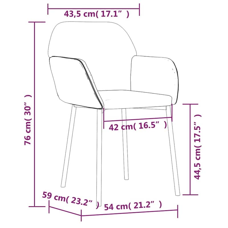 vidaXL Dining Chairs 2 Pcs Accent Upholstered Chair for Living Room Velvet - 21.3" x 23.2" x 29.9"