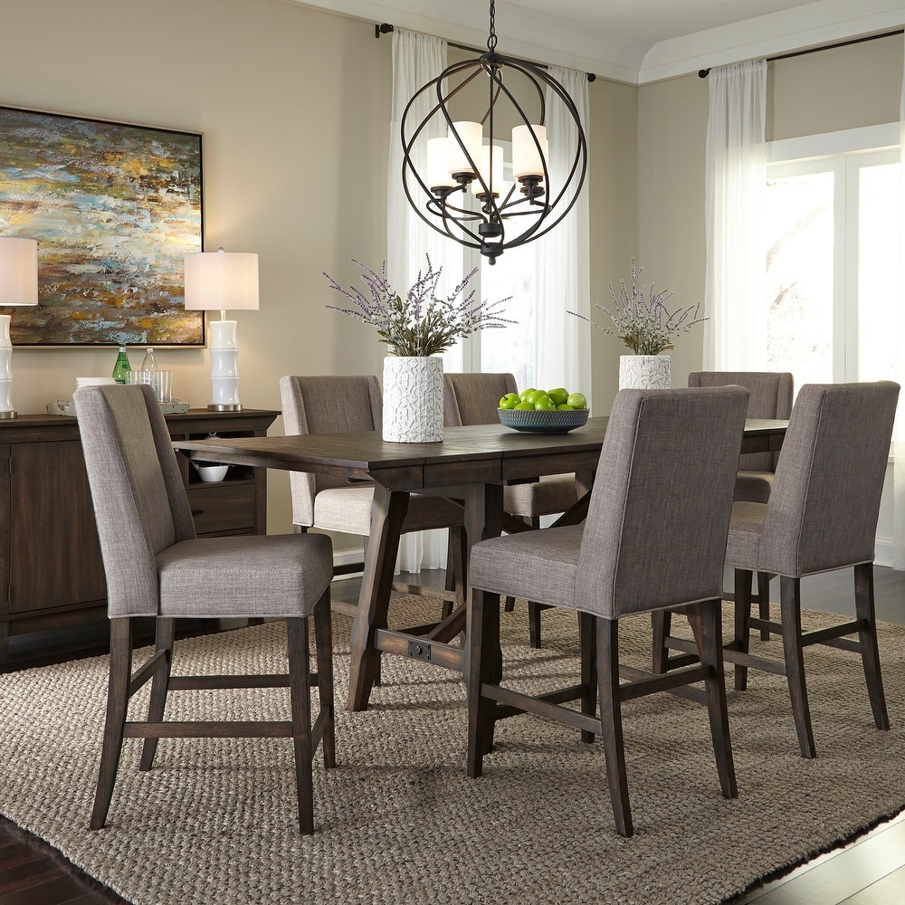 Liberty Double Bridge Opt 7 Piece Gathering Table Set With Parsons Barstools (6 - Rectangle)