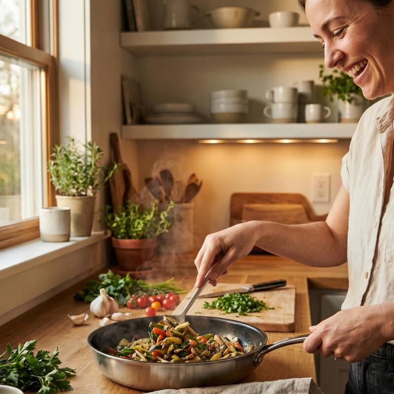 Alva Maestro 5-Ply Nonstick Stainless Steel Cookware Set - Non-Toxic Pans