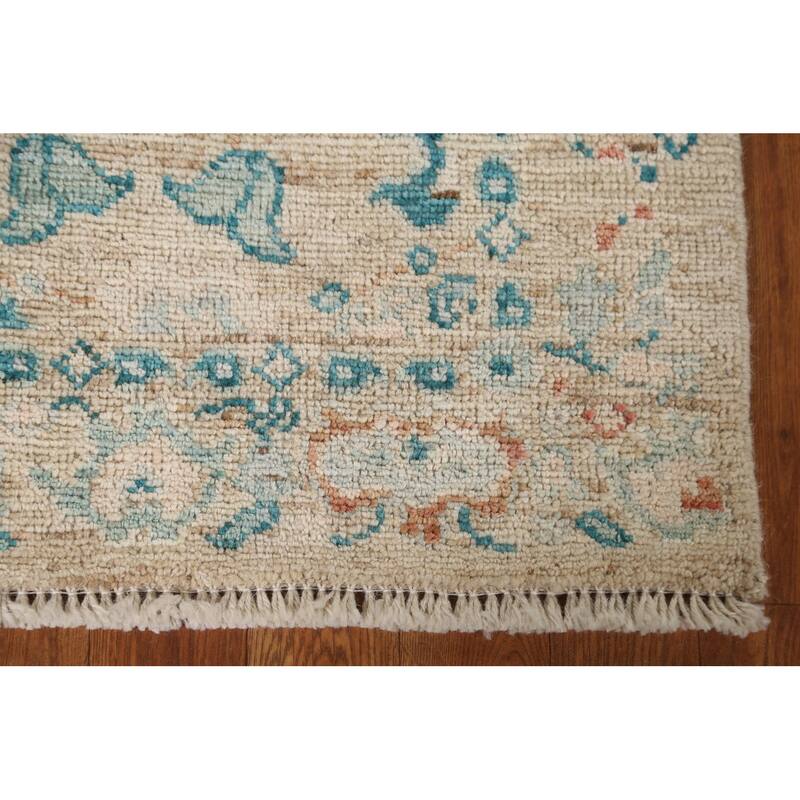 Hand Knotted Oriental 100% Wool Carpet Transitional Floral Beige & Ivories Oushak Area Rug - 2' 11'' X 2' 0''