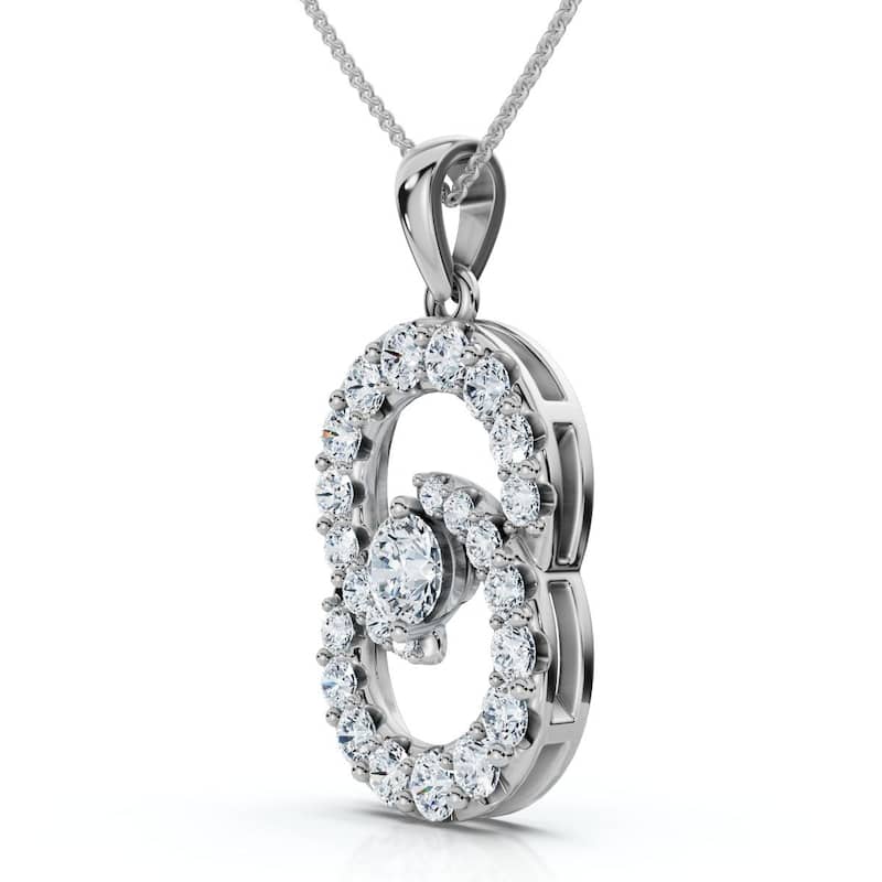 Bliss Diamond 1Ct T.W. Circled By Love Diamond Pendant White Gold Womens Necklace Lab Grown