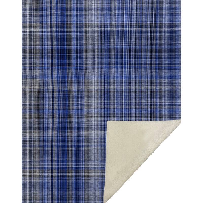 Premium Machine Washable Plaid Sherpa Throw Blanket