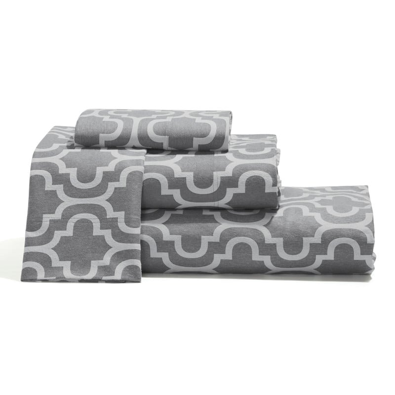 Superior Flannel Cotton Trellis Pocket Bed Sheet Set