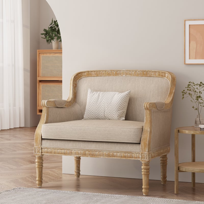 Modern 35" Upholstered Club Chair with Rubber Wood Frame for Living Room