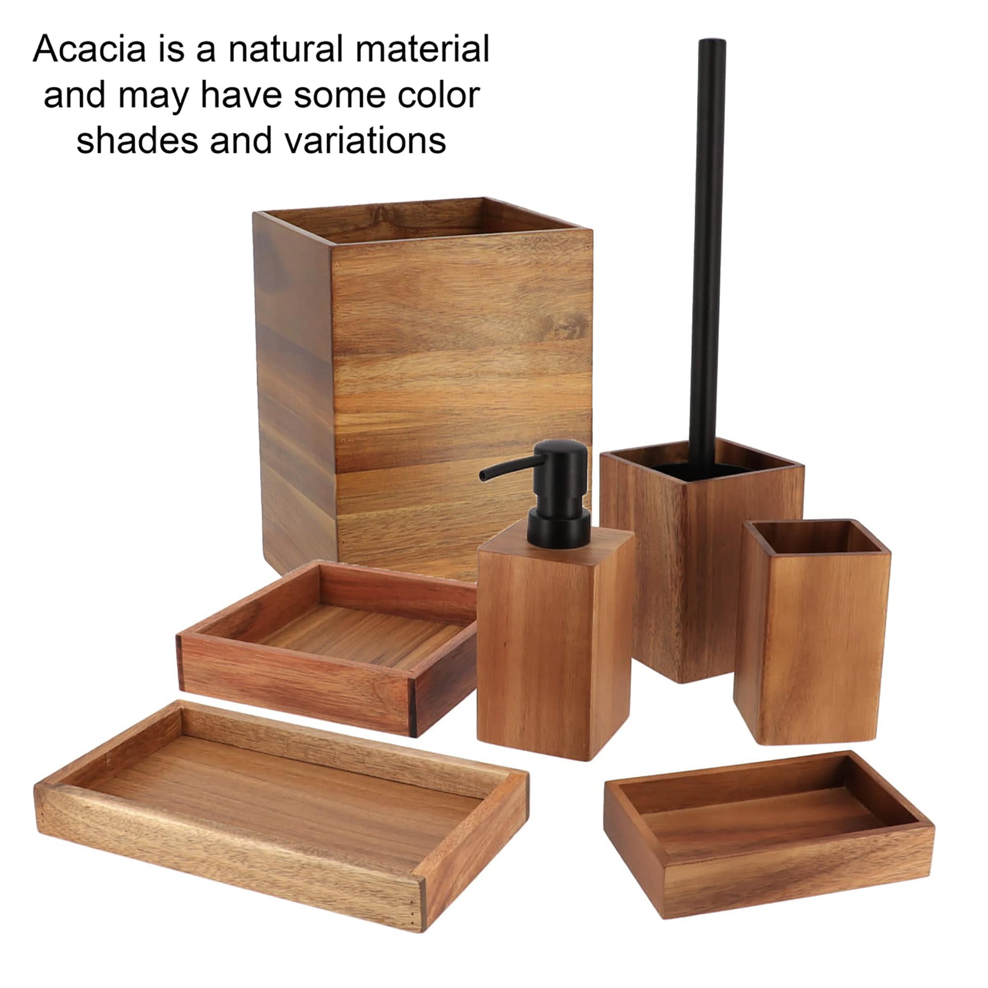 Acacia Wood Bathroom Accessory Set Collection - Bed Bath & Beyond - 35480468