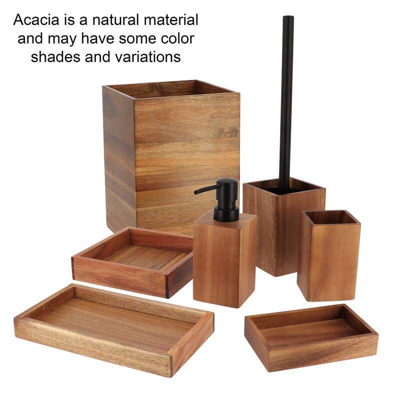 Acacia Wood Bathroom Accessory Set Collection