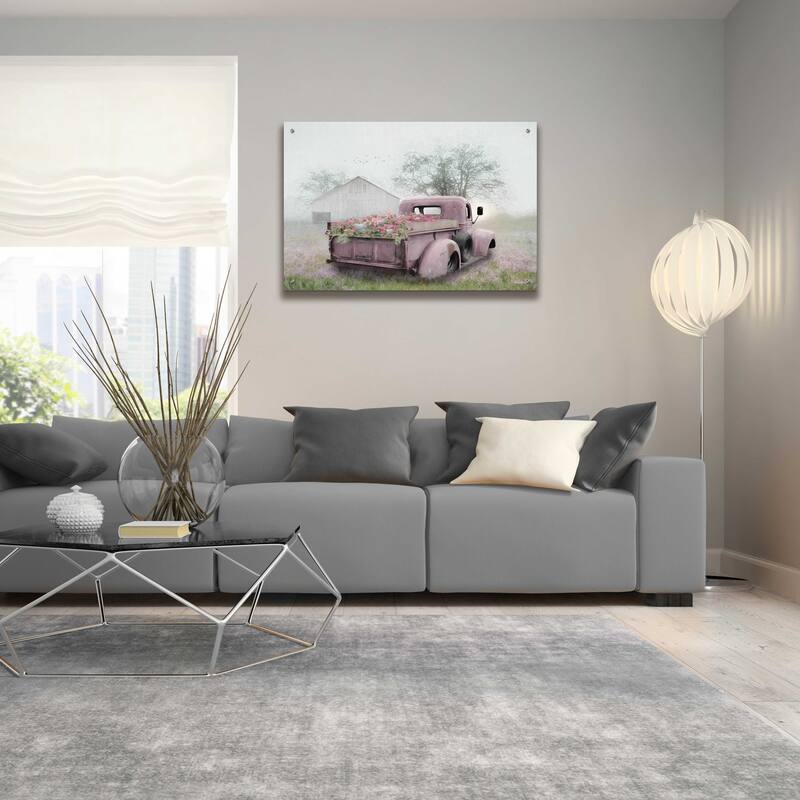Epic Art 'Pink Flower Truck' by Lori Deiter Acrylic Glass Wall Art