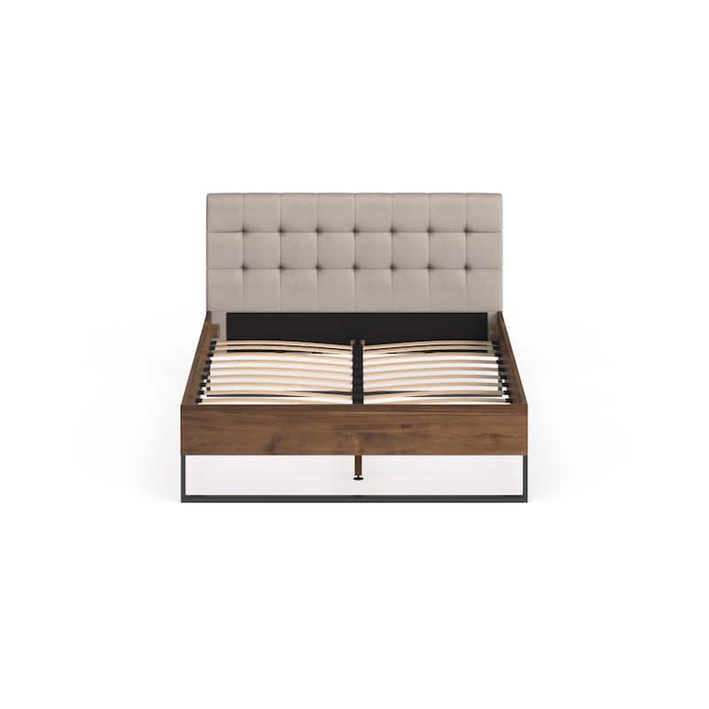 Industrial Mixed Material Platform Bed with Headboard by Baxton Studio