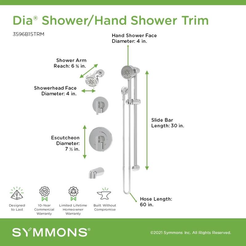 Symmons 3596B15TRM Dia HydroMersion Pressure Balanced Tub and Shower