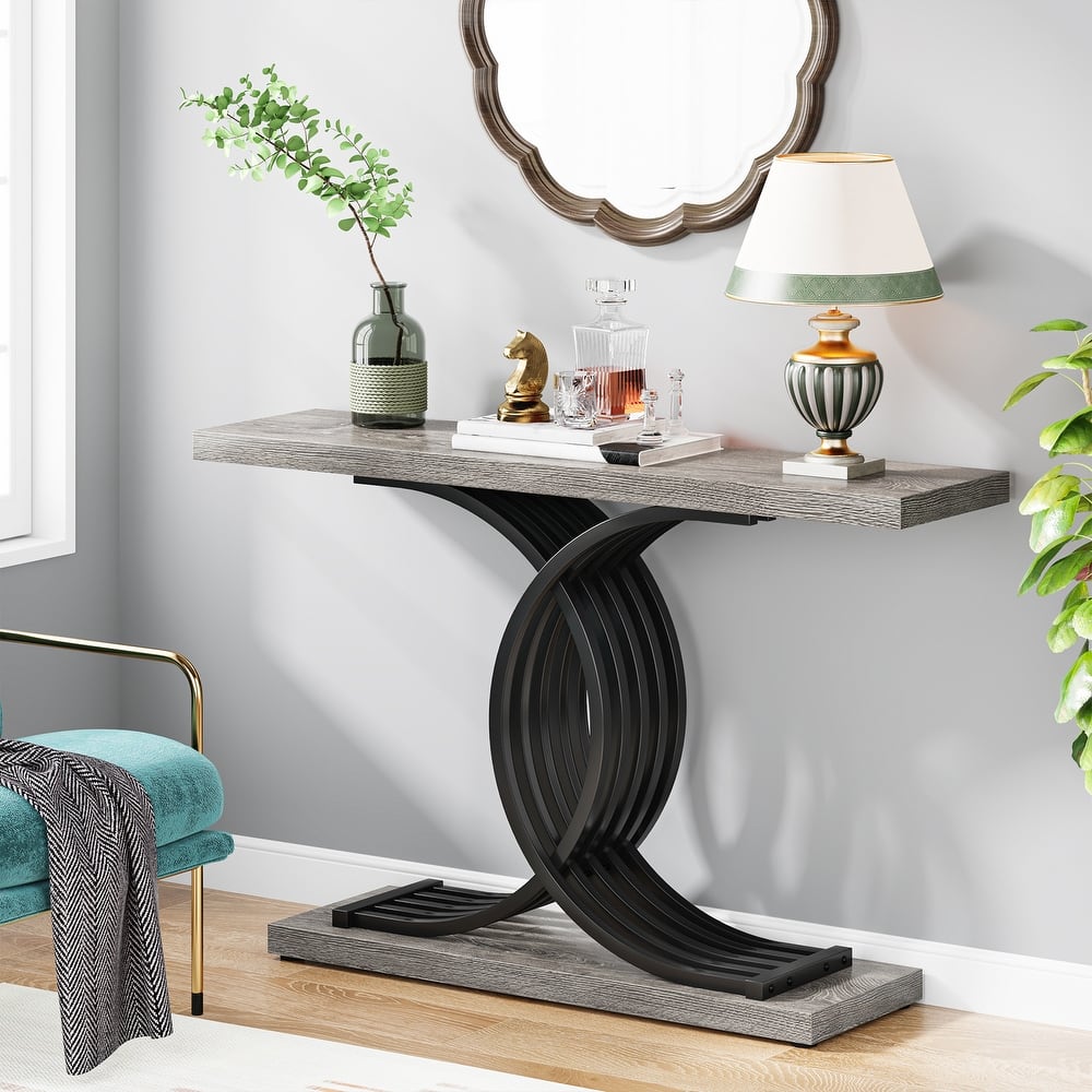 Console Table, Entryway Table with Geometric Legs, Sofa Table - 11.81"D x 39.37"W x 31.49"H