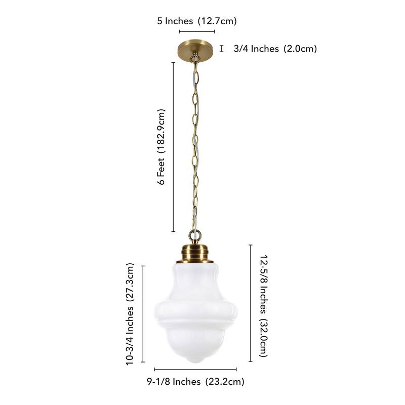 Annie Brass and White Milk Glass Pendant - Brass/Milk Glass