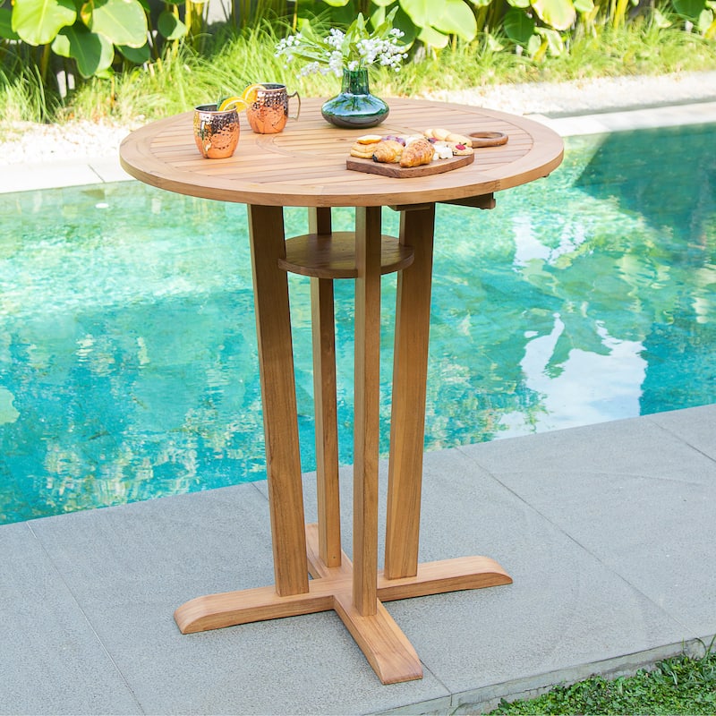 Cambridge Casual Paxton Teak wood Bar-height Patio Bistro Table
