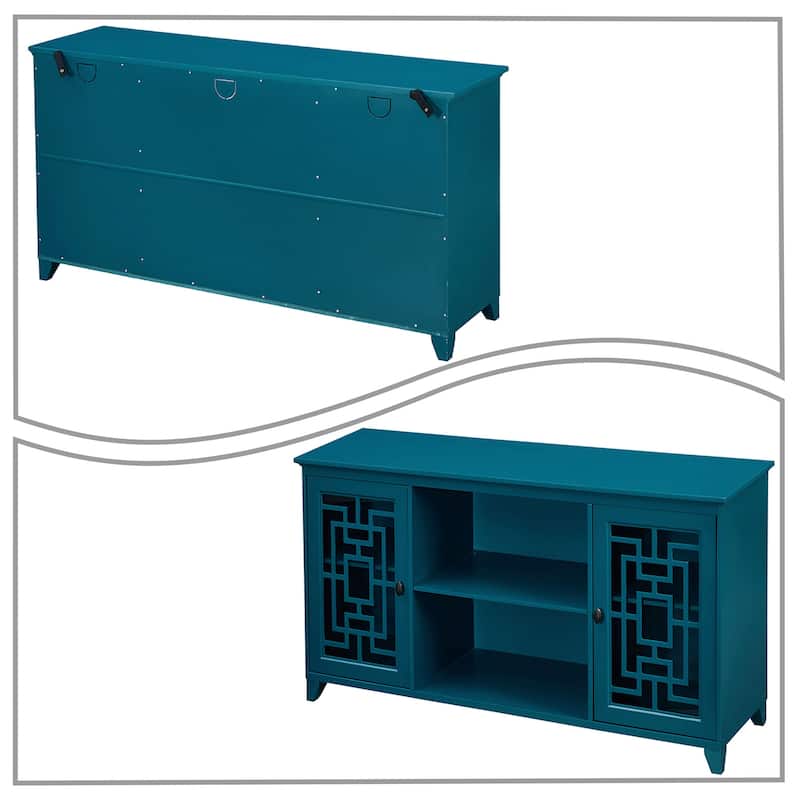 Traditional Vintage Style Wooden Sideboard, Teal Blue