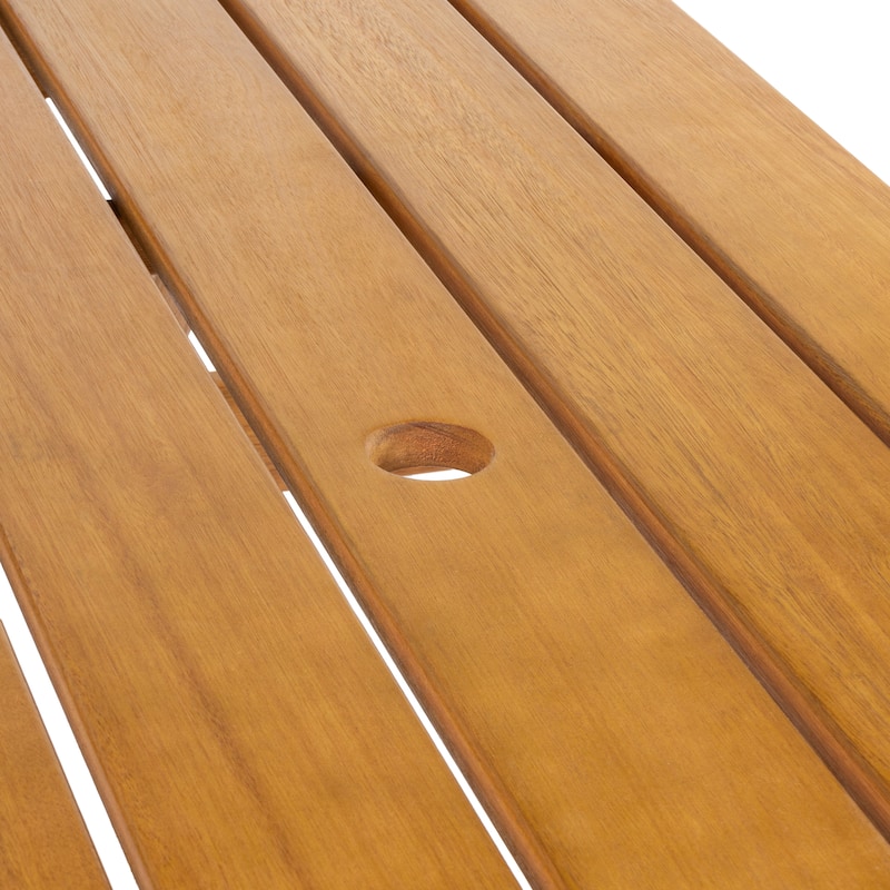 Shoreham 55" Modern Classic Outdoor Wood Picnic Table Benches with Umbrella Hole