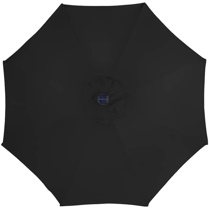 9ft Solar Lighted Outdoor Patio Market Umbrella with Hand Crank and Tilt