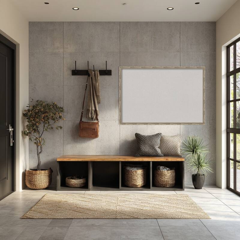 Mila Dark Silver Wood Framed Cork Board - Bulletin Board, Organization Board, Pin Board