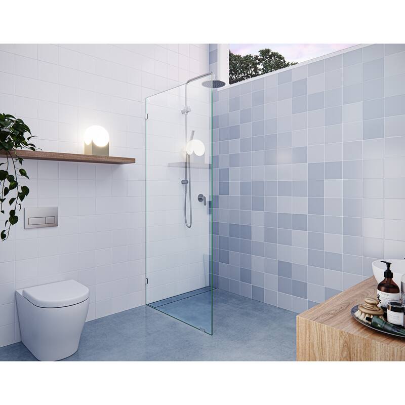 Vela 28.5 in. x 78 in. Fully Frameless Glass Shower Panel - Single Fixed Panel