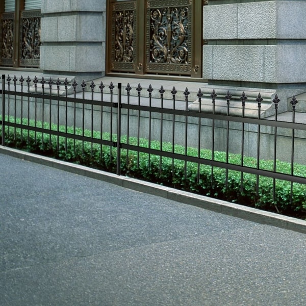 vidaXL Ornamental Security Palisade Fence Steel Black Pointed Top 3' 3"