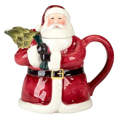 Certified International Santa's Secret 3-D Teapot - 7" x 5.125" x 7"