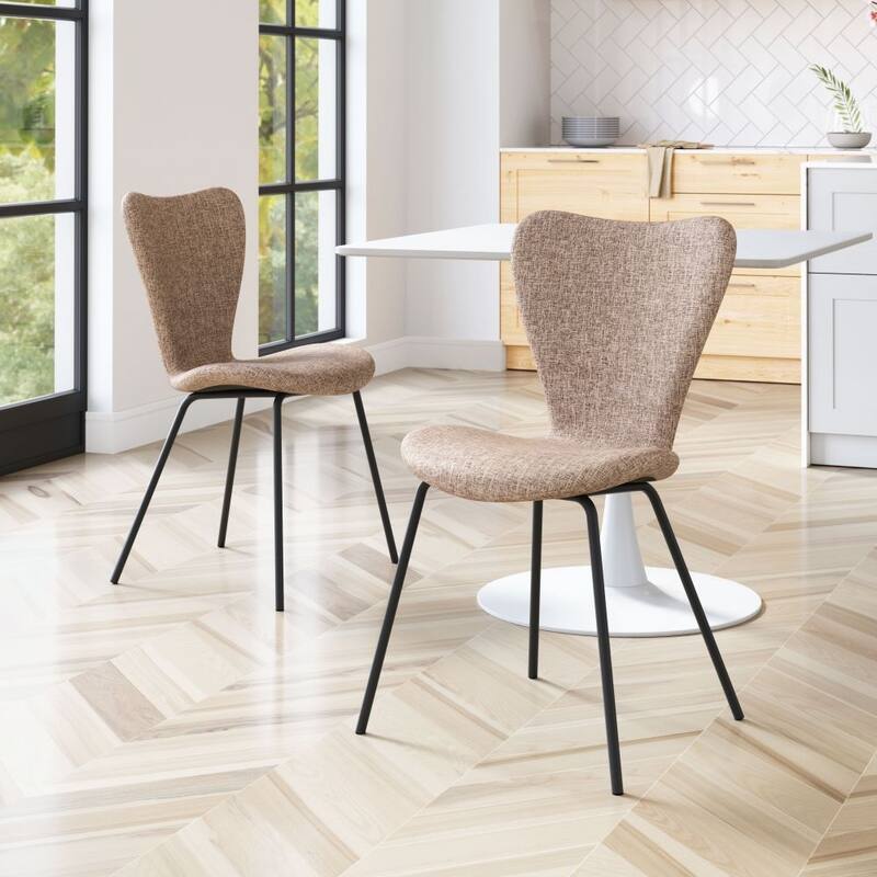 Dining Chair with Steel Frame(Set of 2) - Product (in) : 20.1" W x 20.1" D x 32.7" H - Brown
