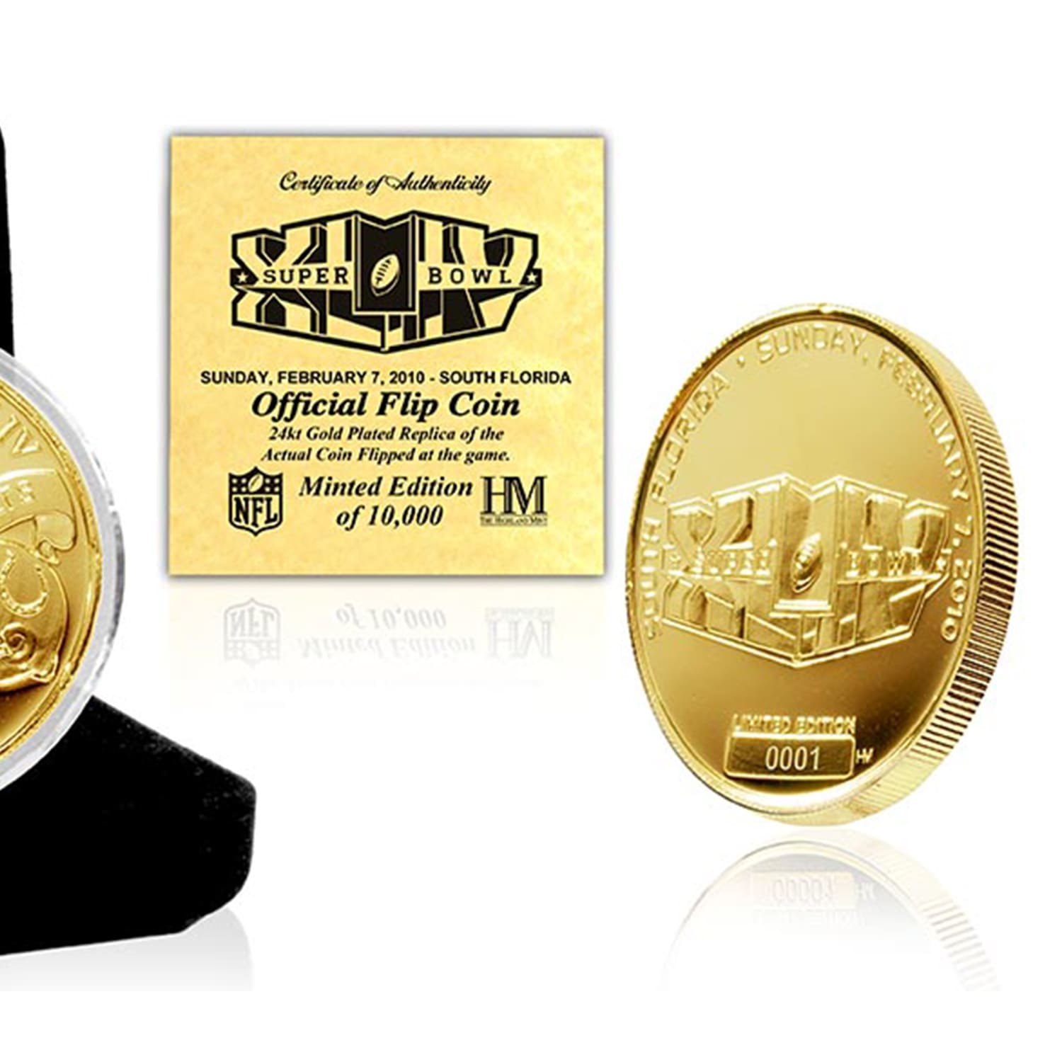 Saints vs Colts Super Bowl XLIV Commemorative Gold Flip Coin - Bed