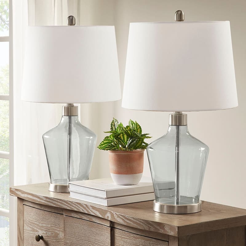 Harmony Angular Glass Table Lamp, Set of 2 for living room,bedroom,and dining room