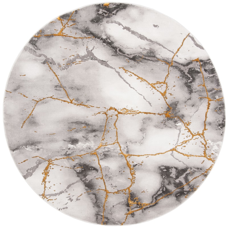 SAFAVIEH Craft Miyase Modern Abstract Rug - 11' Round - Grey/Gold