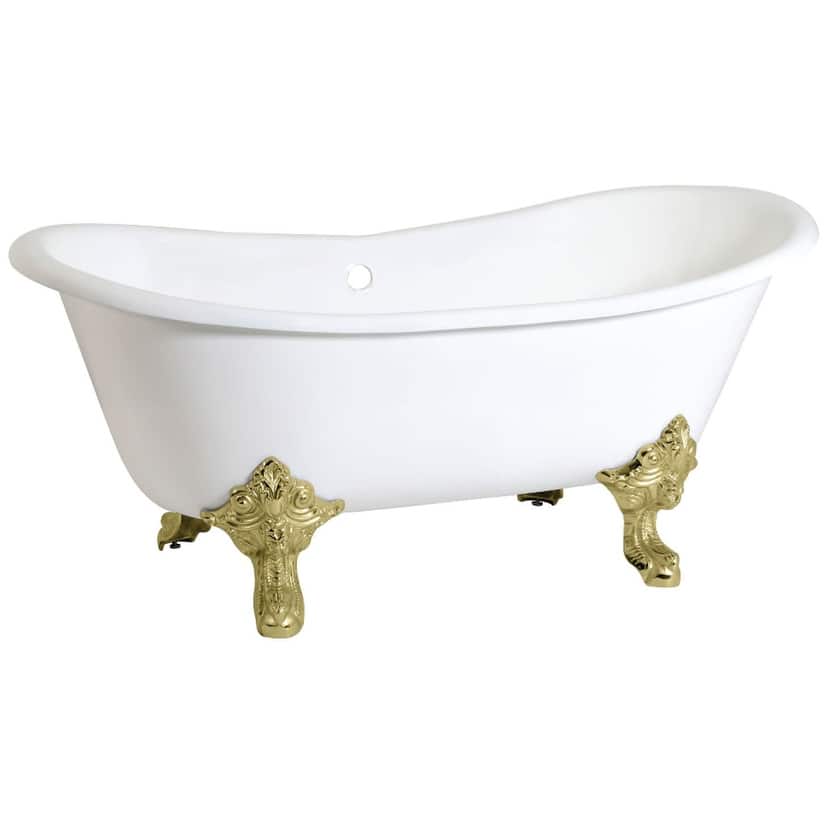 Kingston Brass Aqua Eden 67" Clawfoot Cast Iron Soaking Tub with