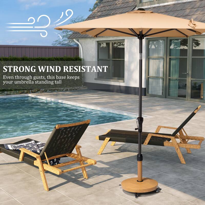 55lbs Round Concrete Market Umbrella Base With Wheels - N/A