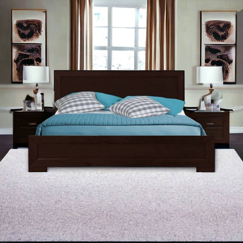 HomeRoots Espresso Solid and Manufactured Wood Queen Bed Frame - Queen