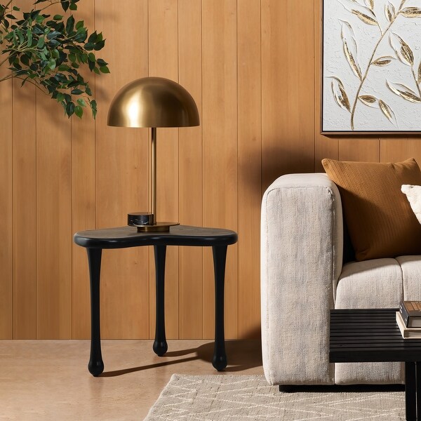 Black Wood Irregular Shape Side Table for Living Room or