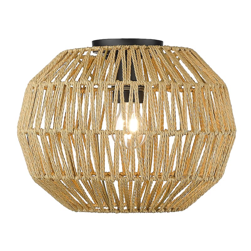 Golden Lighting 6933-FM BLK-NR Florence 14" Wide Flush Mount Globe