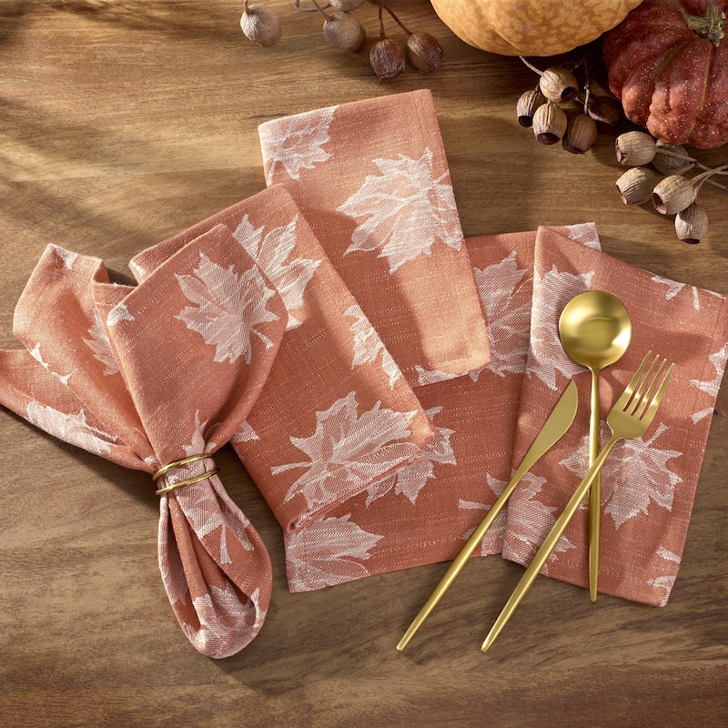 Falling Leaves Jacquard Napkins, Set of 8 - 17x17