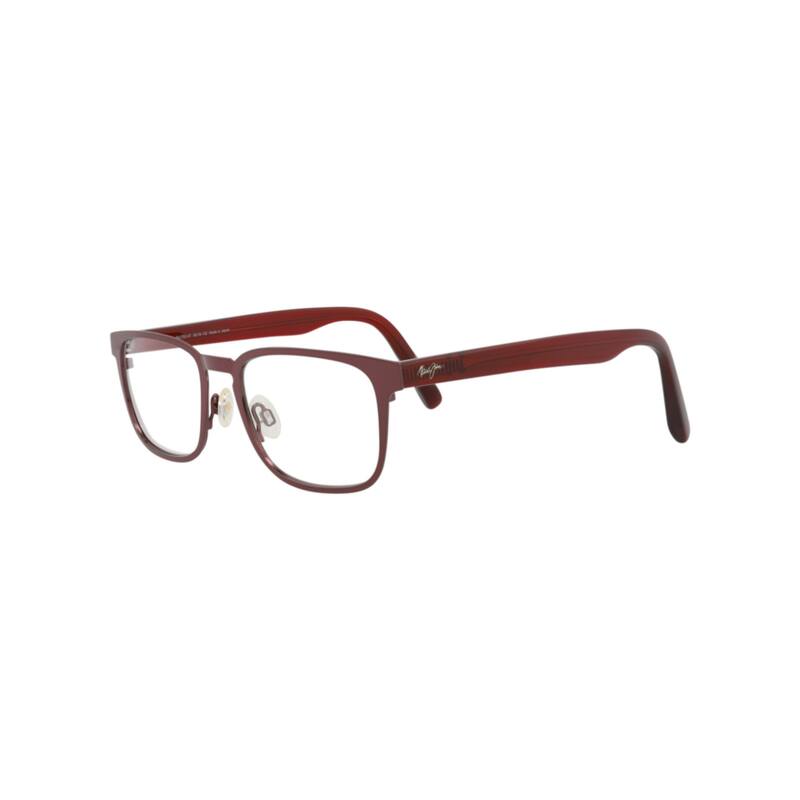 Maui Jim Shield-Frame Stainless Steel Optical Frames, Transparent Lens, Adriatic Burgundy Frame