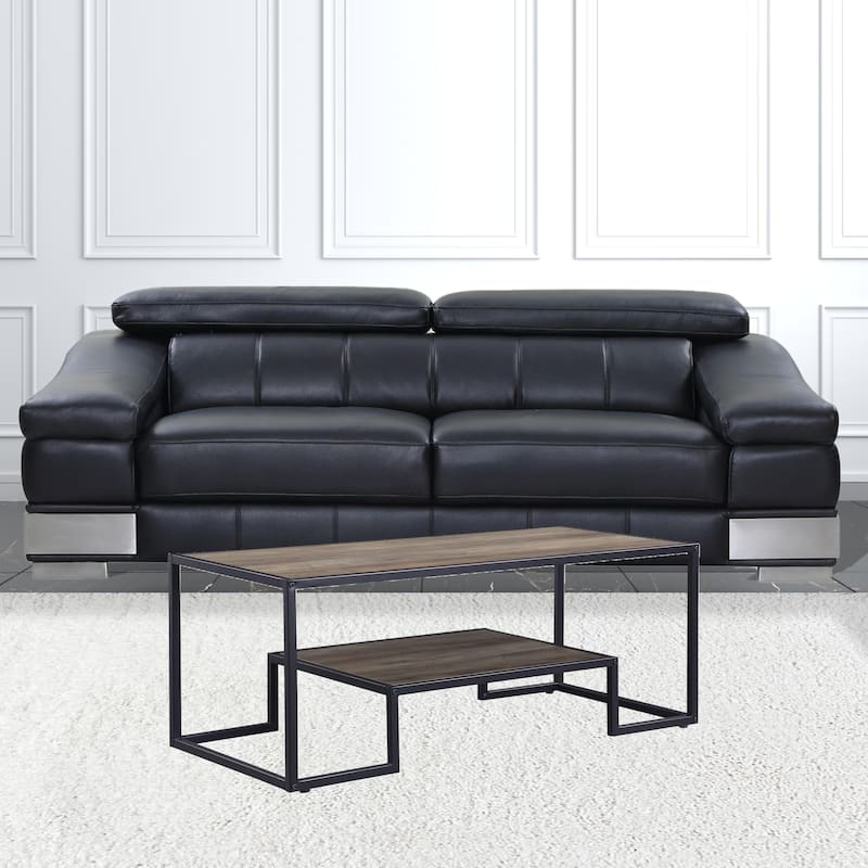 45" Metal Sled Coffee Table with Shelf for Living Room or Office - 45” x 20” x 17”