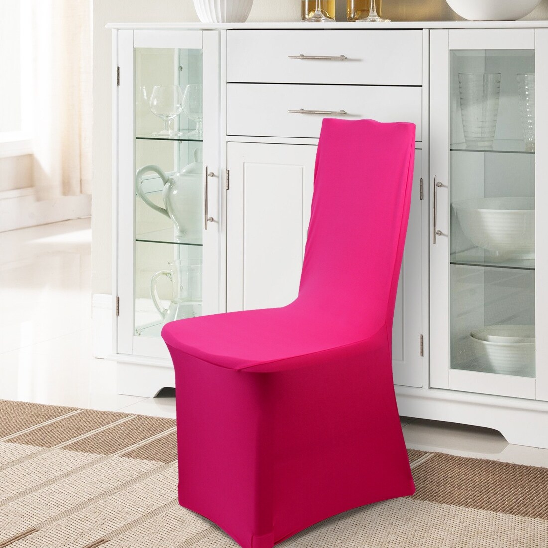 Unique Bargains Fuchsia Removable Stretch Wedding Dining Chair Cover Protector Overstock 18429559