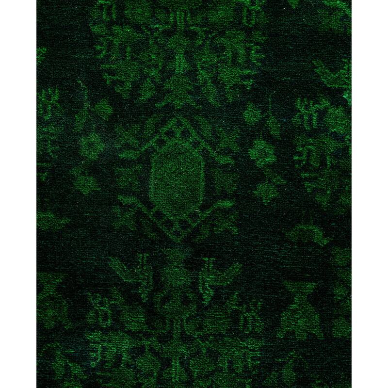 Overdyed One-of-a-Kind Hand-Knotted Area Rug - Green - 4' 1" x 12' 1"