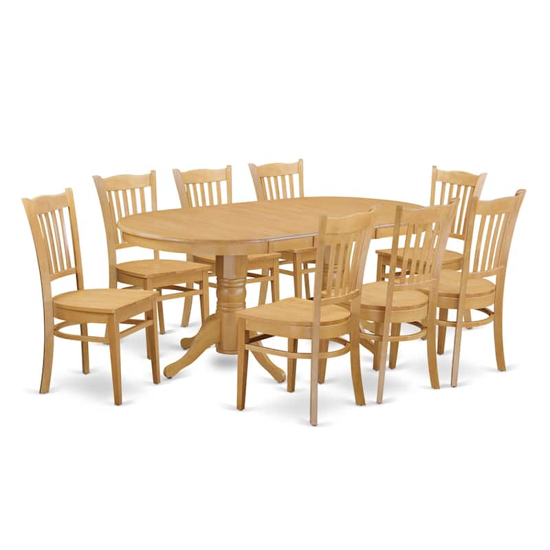 East West Furniture Dining Table Set- an Oval Wooden Table with Pedestal Leg and Dining Room Chairs, Oak(Pieces Option)