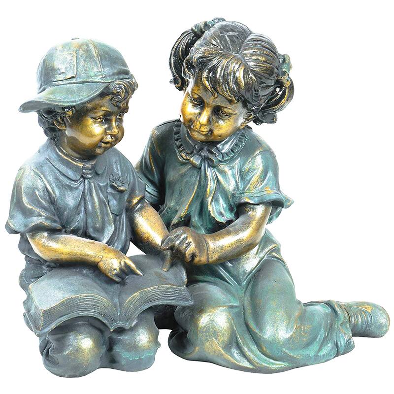 Boy and Girl Reading Together Statue