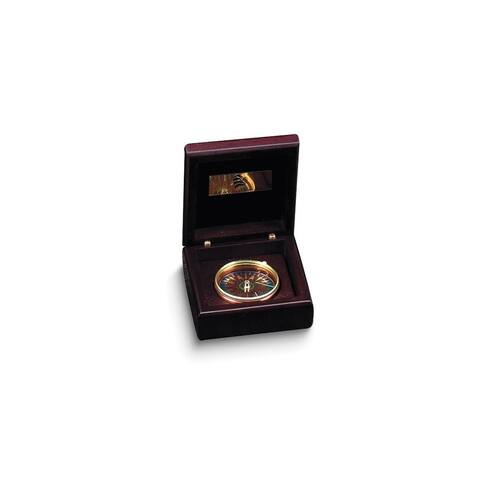 Curata Wood Box with Brass Compass and Engraving Plate