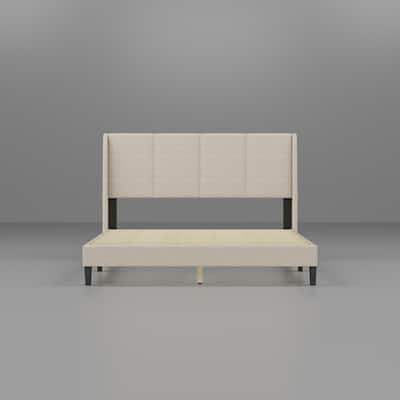 Cozy Beige Bedroom Upholstered Bed Frame,Stable Structure & Easy Maintenance,Durable Fabric,TB117 Verified