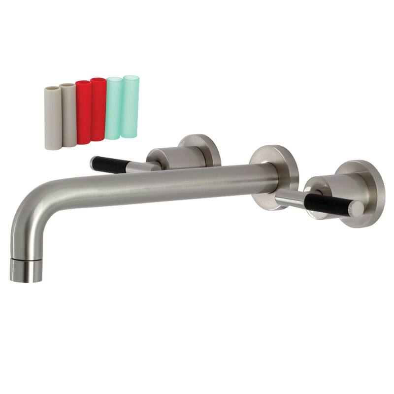 Kaiser Two-Handle Wall Mount Tub Faucet in Polished Brass - Brushed Nickel