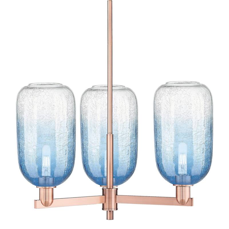 Innovations Lighting 716-3CR-17-18 Brookhaven Cloche Chandelier - Antique Copper / Sapphire Blue