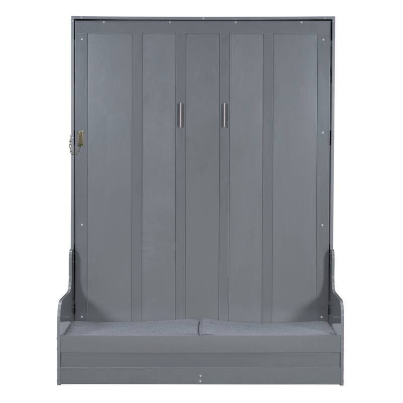 Space-Saving Queen Size Murphy Bed with Cushion, Foldable Wall Bed for Multi-Use Rooms