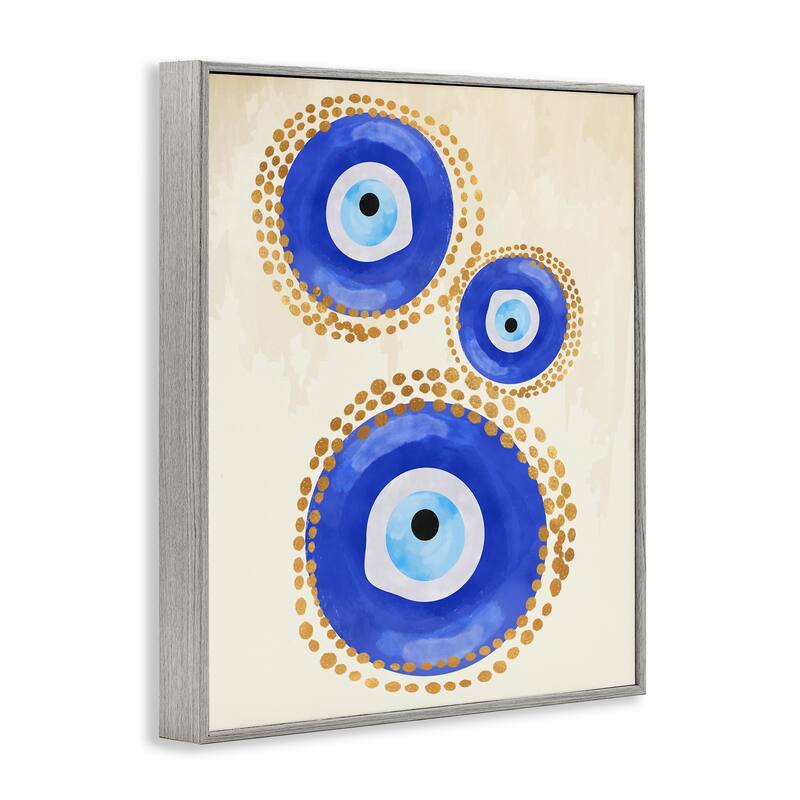 Stupell Round Blue Evil Eye Pattern Lustrous Dotted Detail Framed Wall Art, Design by Two Smart Blondes