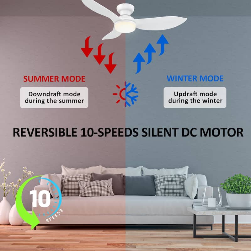 CARRO Chamomile 45" ABS 3-Blade Indoor Smart Ceiling Fan with Light and Remote